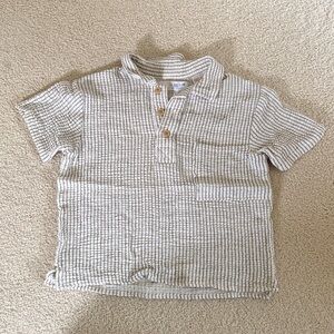 Zara Summer Quarter Button Up Linen-Style Shirt